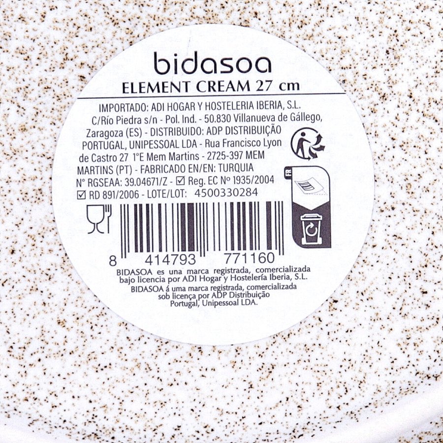 Flad Plade Bidasoa Element Hydrozero Beige Keramik � 27 cm (6 enheder) #7