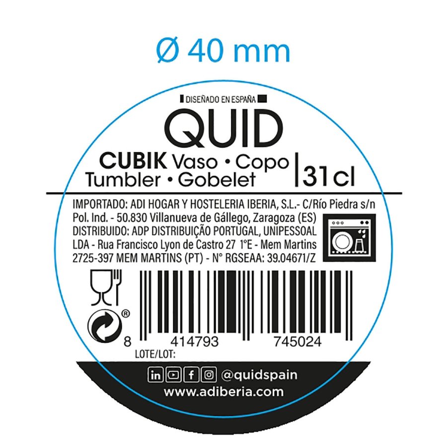 Glas Quid Cubik Gennemsigtig Glas 310 ml (6 enheder) #3