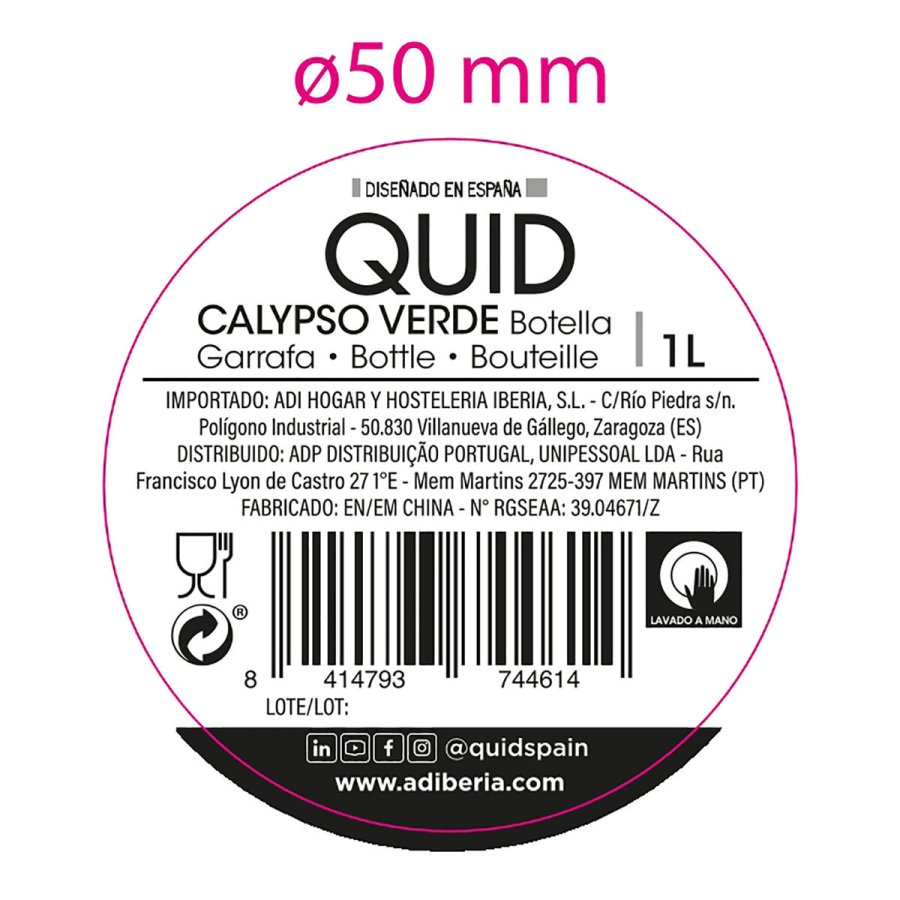 Vandflaske Quid Calypso Grn Glas 1 L (12 enheder) #4