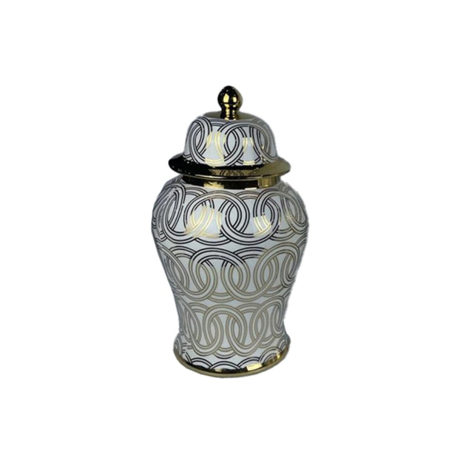 Tromme DKD Home Decor Porceln Gylden Hvid Orientalsk (22 x 22 x 42 cm) #1