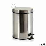 Papirkurv med pedal Berilo B0010 5L Slvfarvet Rustfrit stl Plastik 5 L (4 enheder) #1