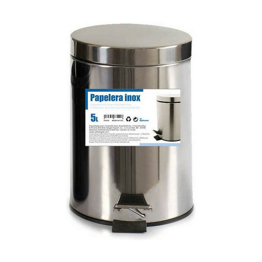 Papirkurv med pedal Berilo B0010 5L Slvfarvet Rustfrit stl Plastik 5 L (4 enheder) #13