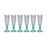 Champagneglas Vivalto PR05720ZD/BHA6 Gennemsigtig Turkisbl Glas 185 ml Points (6 enheder) #4