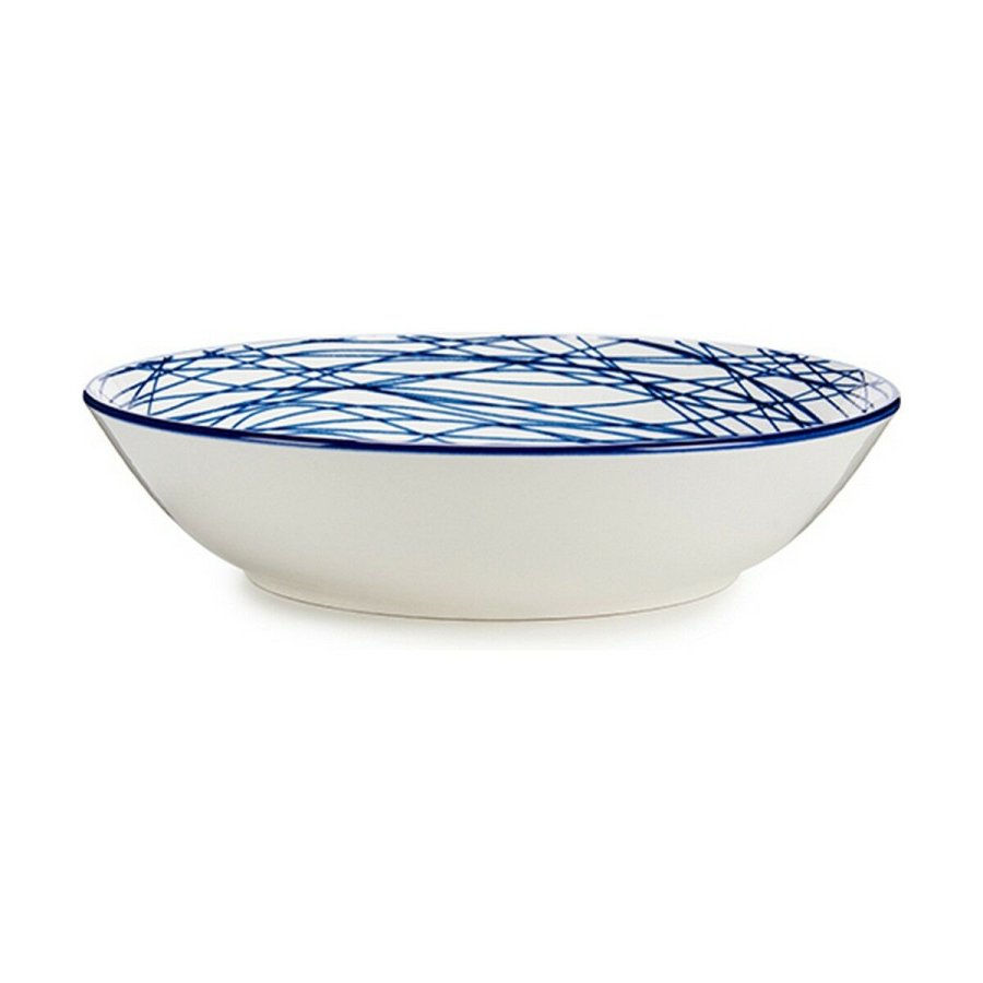 Dyb tallerken Striber Porceln Bl Hvid 6 enheder (20 x 4,7 x 20 cm) #1