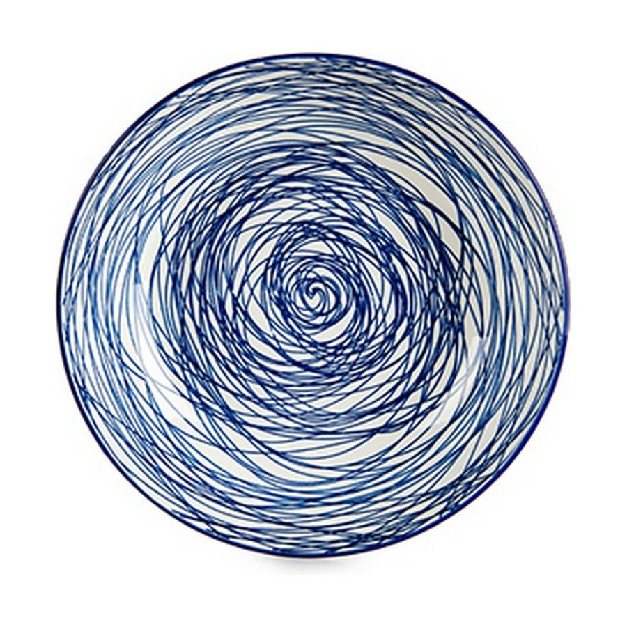 Dyb tallerken Striber Porceln Bl Hvid 6 enheder (20 x 4,7 x 20 cm) #4