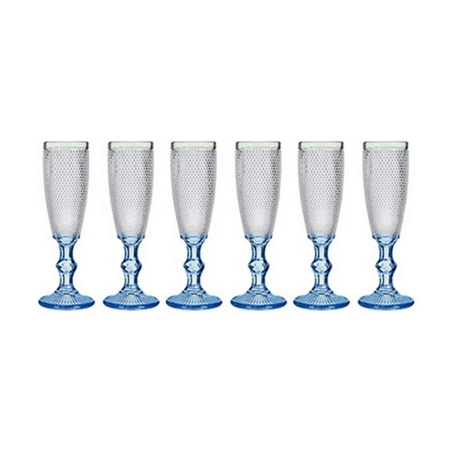 Champagneglas Vivalto PR05720ZD/BHA6 BLUE Bl Gennemsigtig Glas 180 ml Points (6 enheder) #4