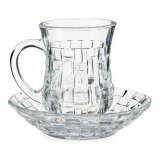 Set med kopper og underkopper 125 ml Gennemsigtig Glas (12 x 9 x 12 cm) (4 enheder) #2