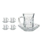 Set med kopper og underkopper 125 ml Gennemsigtig Glas (12 x 9 x 12 cm) (4 enheder) #3