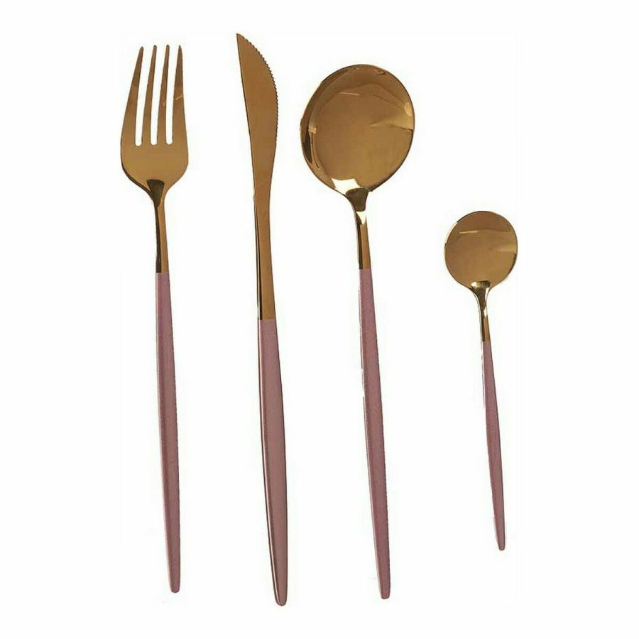Bestik St Kinvara BST-CT022 Pink Gylden Rustfrit stl 16 x 5 x 24,5 cm (12 enheder) #4