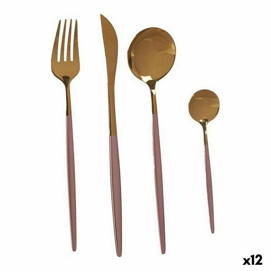 Bestik St Kinvara BST-CT022 Pink Gylden Rustfrit stl 16 x 5 x 24,5 cm (12 enheder) #1