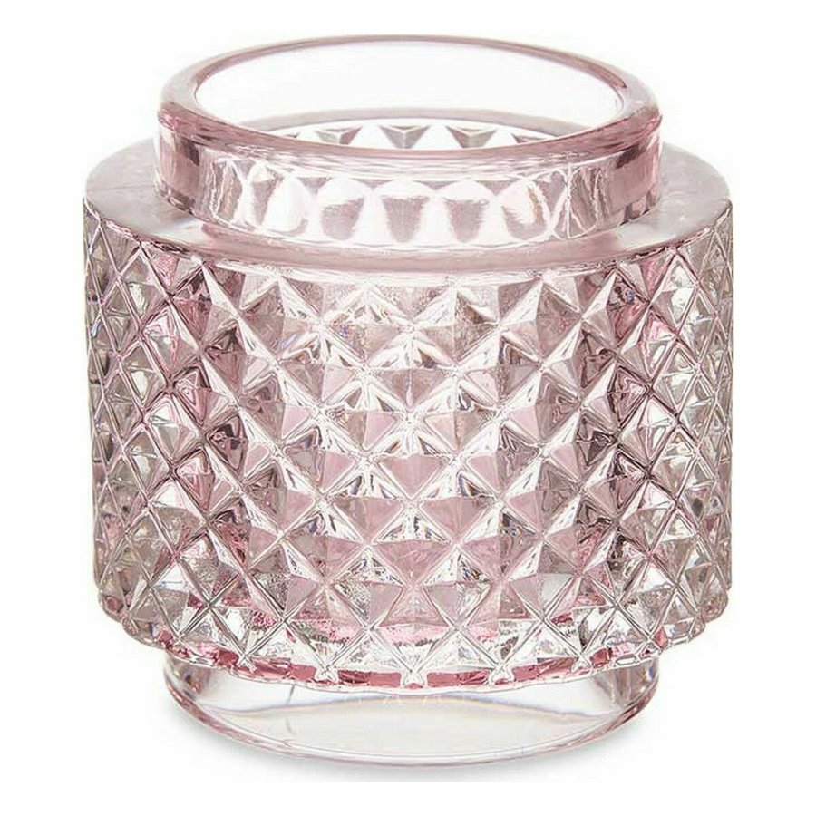 Lyseholder Gift Decor 64296 64296 Pink Glas 9 x 8,8 x 9 cm (12 enheder) #3