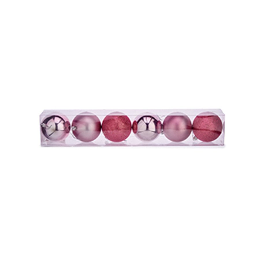 St med julekugler Krist+ 00788 Pink Plastik  8 cm (24 enheder) #5