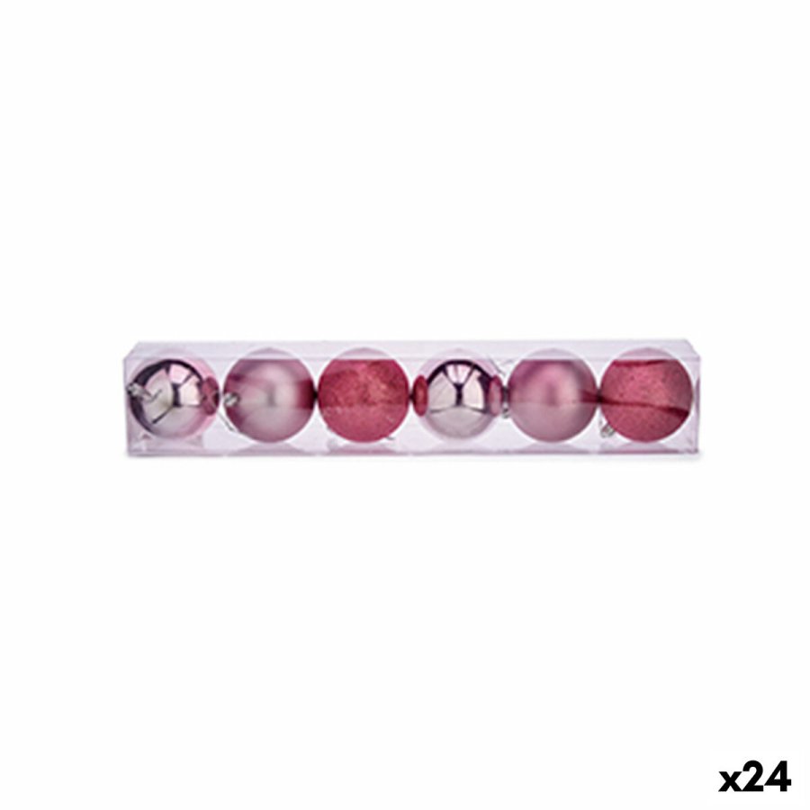 St med julekugler Krist+ 00788 Pink Plastik  8 cm (24 enheder) #1