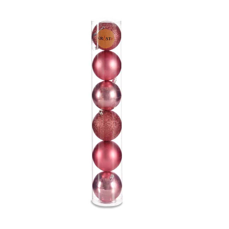 St med julekugler Krist+ 00800 Pink Plastik (24 enheder) #5