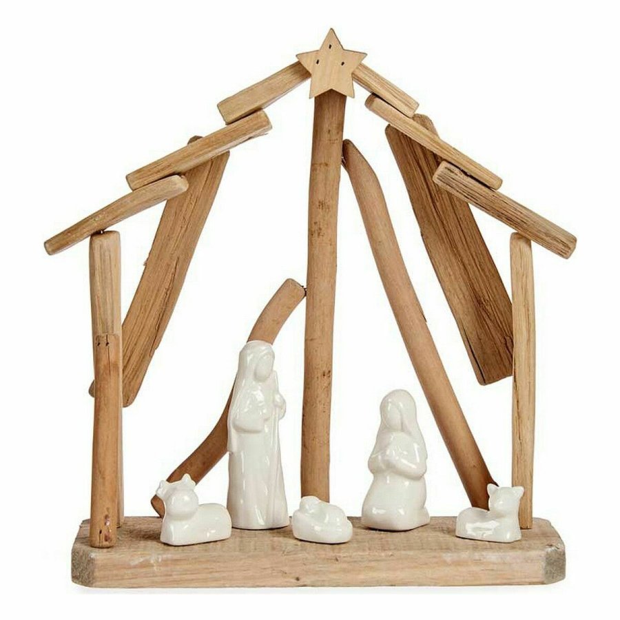 Betlehem dekoration Keramik Brun Hvid 2 enheder 25 x 28 x 10 cm Natur Tr (2 enheder) #5
