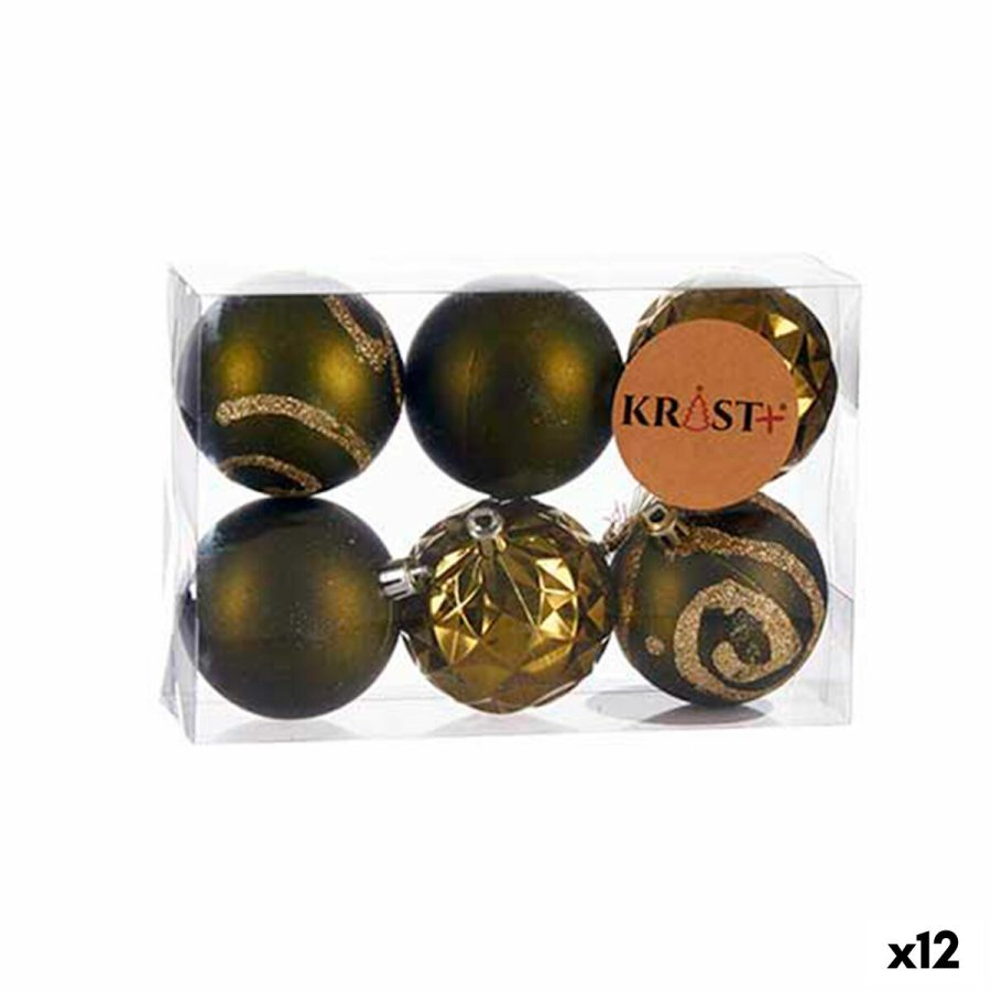 St med julekugler Grn Plastik  6 cm (12 enheder) #1