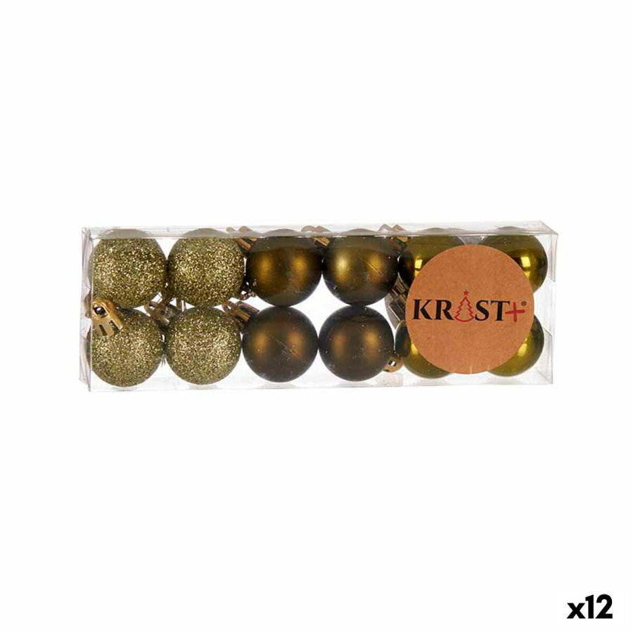 St med julekugler 3 x 4 x 3 cm Grn Plastik (12 enheder) #1