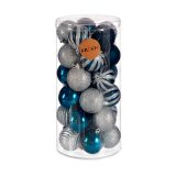 St med julekugler Bl Slvfarvet Plastik  6 cm (6 enheder) #5