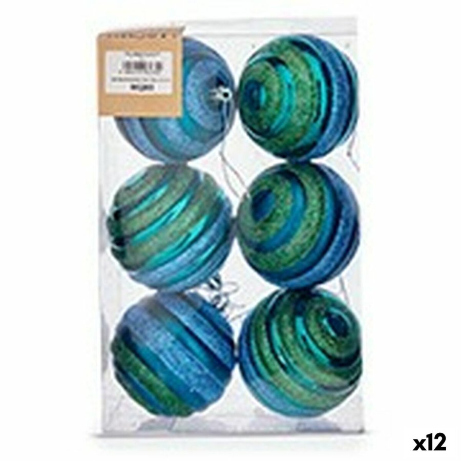 St med julekugler Krist+ 00887 Bl Grn PVC  8 cm (12 enheder) #1