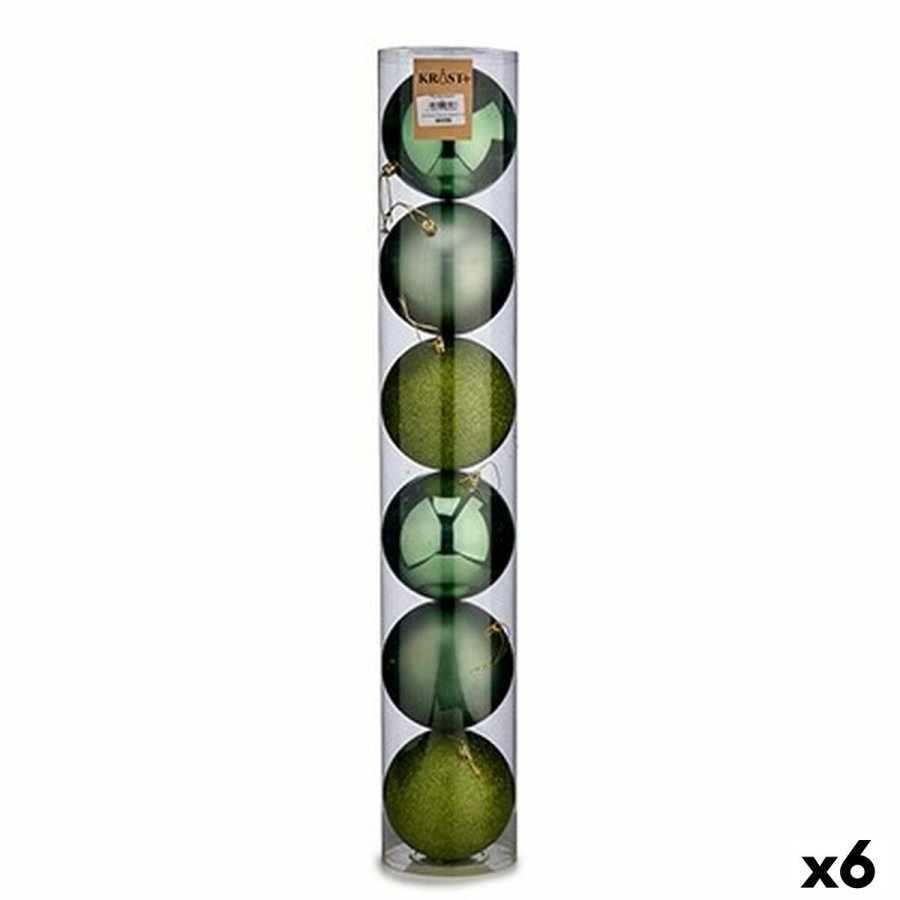 St med julekugler Krist+ 00804 Grn Plastik  12 cm 6 Dele (6 enheder) #1