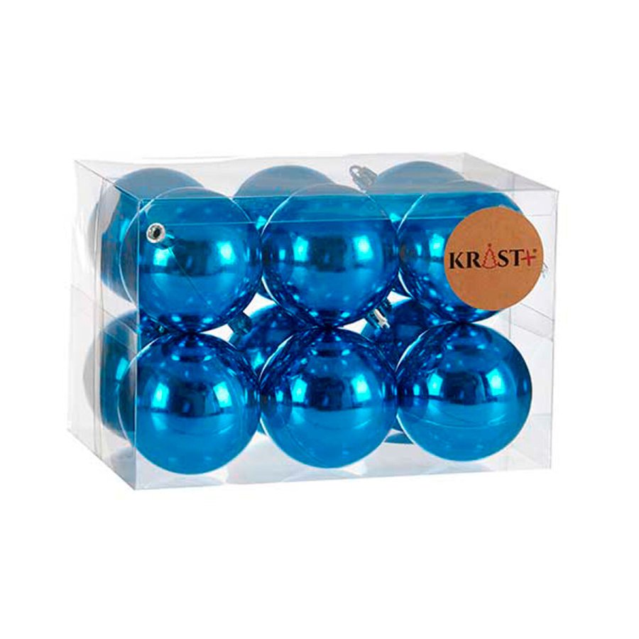 St med julekugler Krist+ K1912476-1 Bl Plastik  7 cm (12 enheder) #5