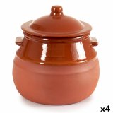 Gryde med lg Bagt ler 2 L 19 x 20,5 x 18 cm (4 enheder) #1
