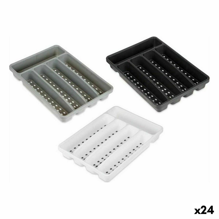 Bestikholder Kinvara CN19128-1 Hvid Sort polypropylen 22,5 x 4,5 x 32 cm (24 enheder) #1