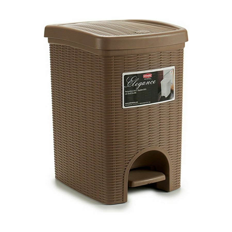 Papirkurv med pedal Stefanplast Elegance Brun Plastik 20 L (6 enheder) #5