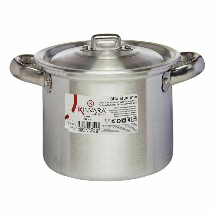 Gryde med lg Kinvara 100030 Slvfarvet Aluminium  14 cm (6 enheder) #4