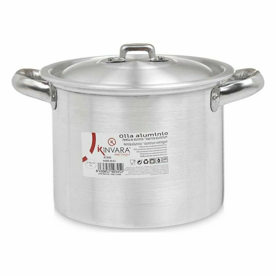 Gryde med lg Kinvara 100031 Slvfarvet Aluminium 23,5 x 15 x 18 cm (6 enheder) #4