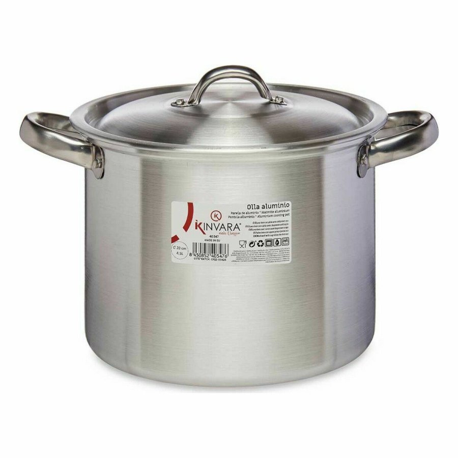 Gryde med lg Kinvara 100033 Slvfarvet Aluminium  20 cm (6 enheder) #4