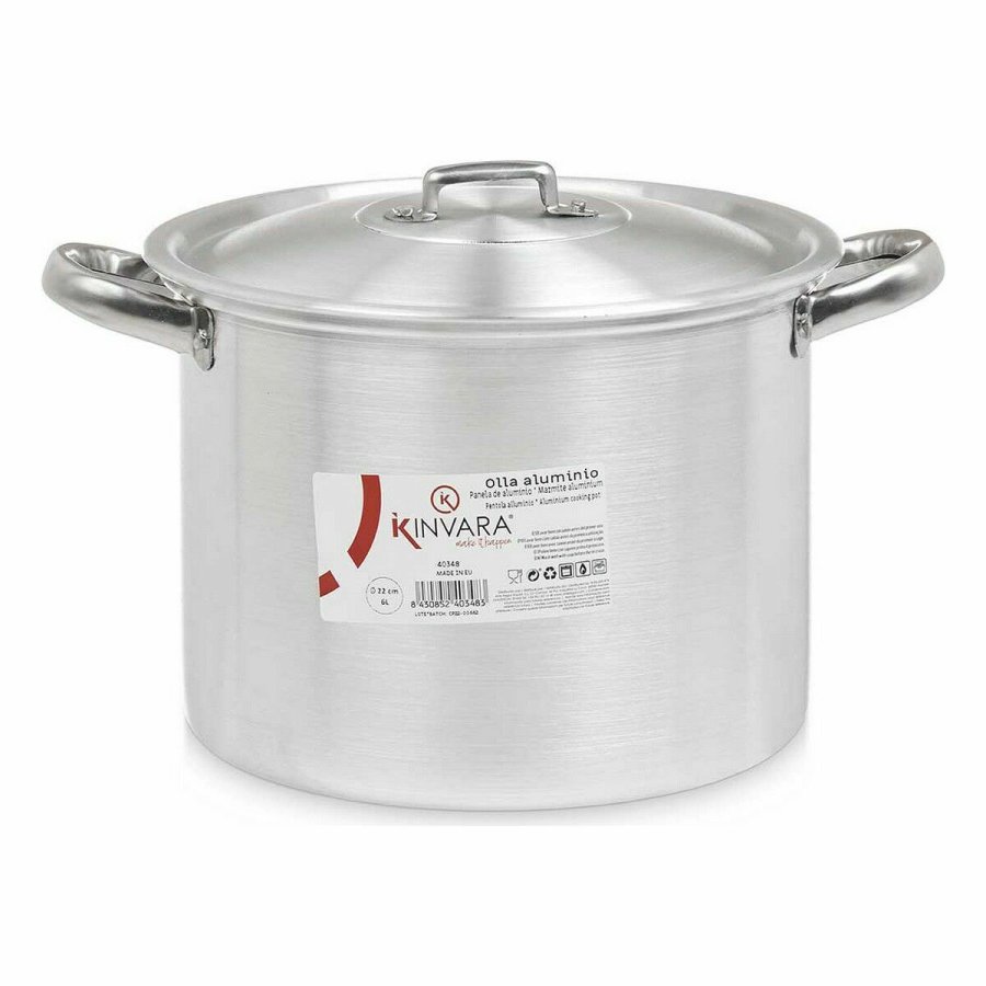 Gryde med lg Kinvara 100034 Slvfarvet Aluminium 31 x 20 x 24 cm (6 enheder) #4
