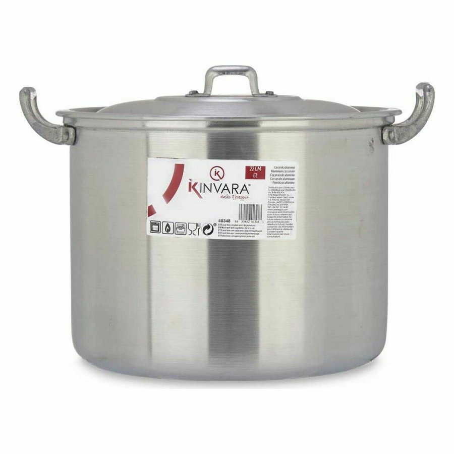 Gryde med lg Kinvara 100034 Slvfarvet Aluminium 31 x 20 x 24 cm (6 enheder) #7