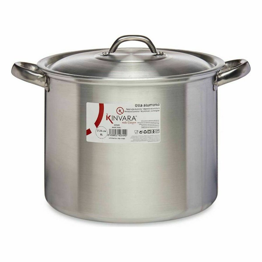 Gryde med lg Kinvara 100035 Slvfarvet Aluminium  24 cm (6 enheder) #4