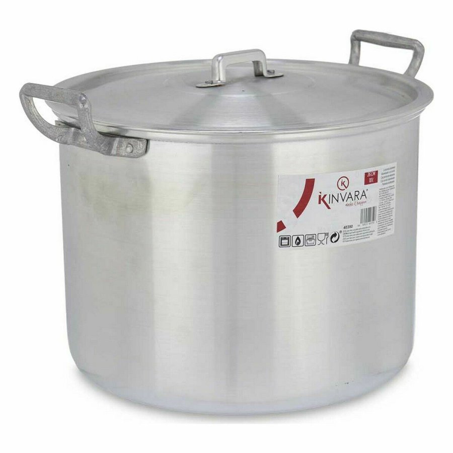 Gryde med lg Slvfarvet Aluminium 35,5 x 24 x 28 cm (4 enheder) #4