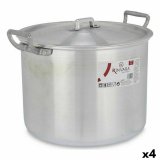 Gryde med lg Slvfarvet Aluminium 35,5 x 24 x 28 cm (4 enheder) #1
