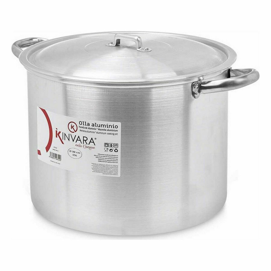 Gryde med lg  30 cm Slvfarvet Aluminium (4 enheder) #4