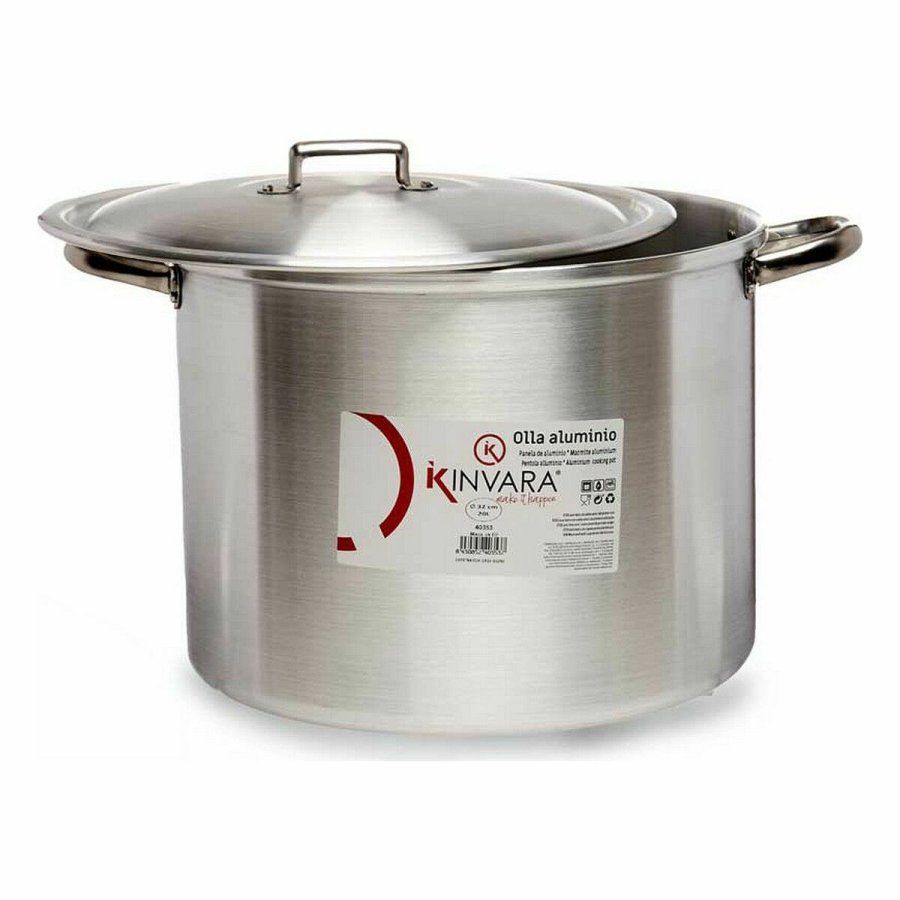Gryde med lg Slvfarvet Aluminium 44 x 30 x 35 cm (2 enheder) #4