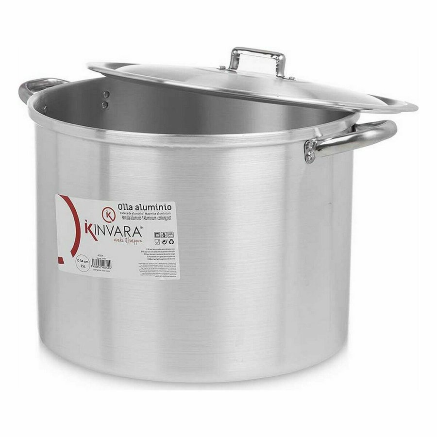 Gryde med lg  34 cm Slvfarvet Aluminium (2 enheder) #7