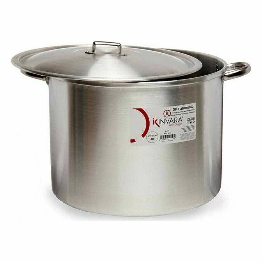 Gryde med lg Slvfarvet Aluminium 53 x 34 x 43 cm (2 enheder) #4