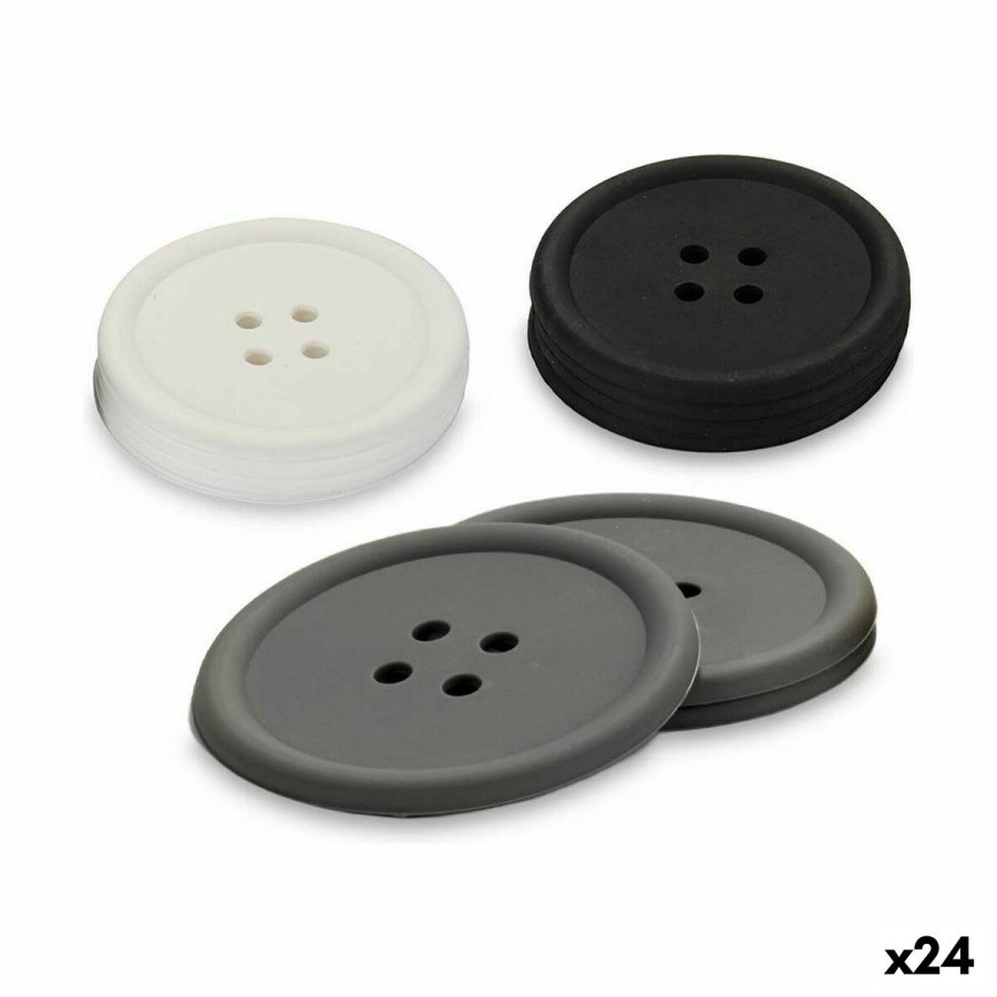 Varmebrikker Kinvara CH52542-13-D Hvid Sort Gr Silikone Knap 8,8 x 8,8 x 0,05 cm St (24 enheder) #1
