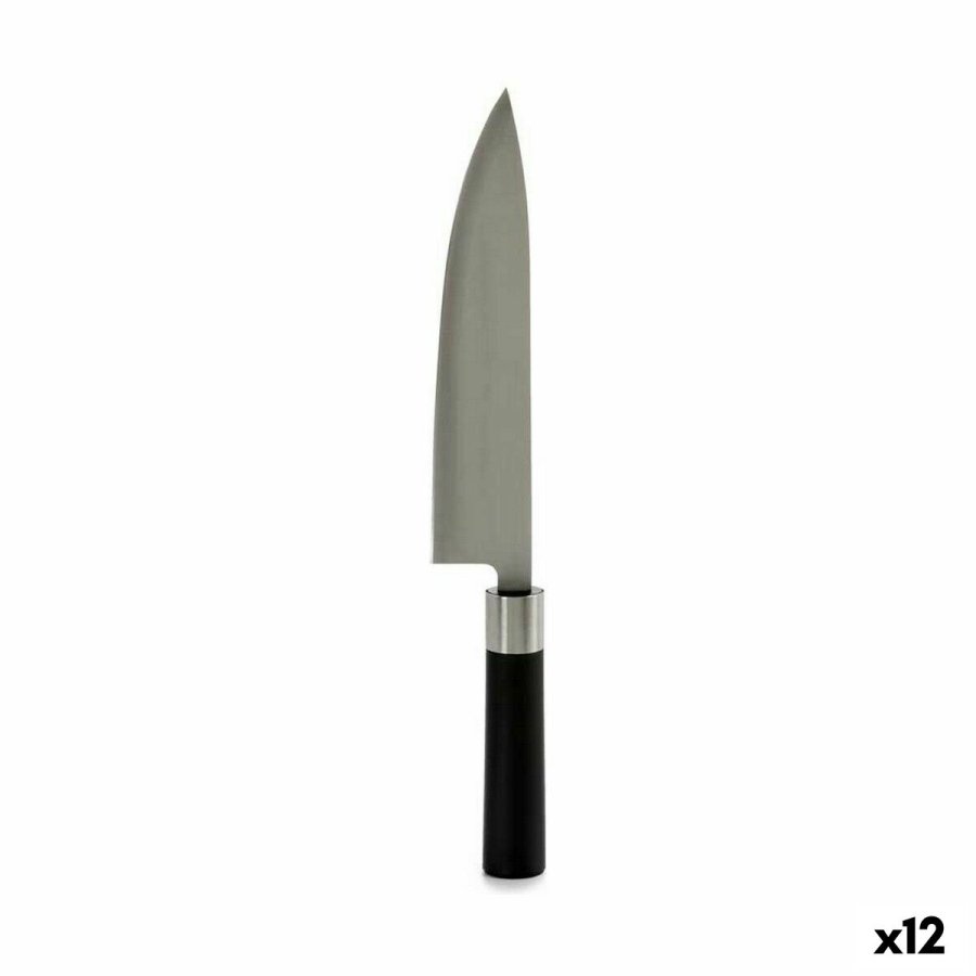 Kkkenkniv Kinvara KT11-5604S01 Sort Slvfarvet Rustfrit stl Plastik 5 x 33,5 x 2,3 cm (12 enheder) #1