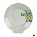 Dyb tallerken Organic Hvid Grn  20,6 cm Porceln (10 enheder) #1
