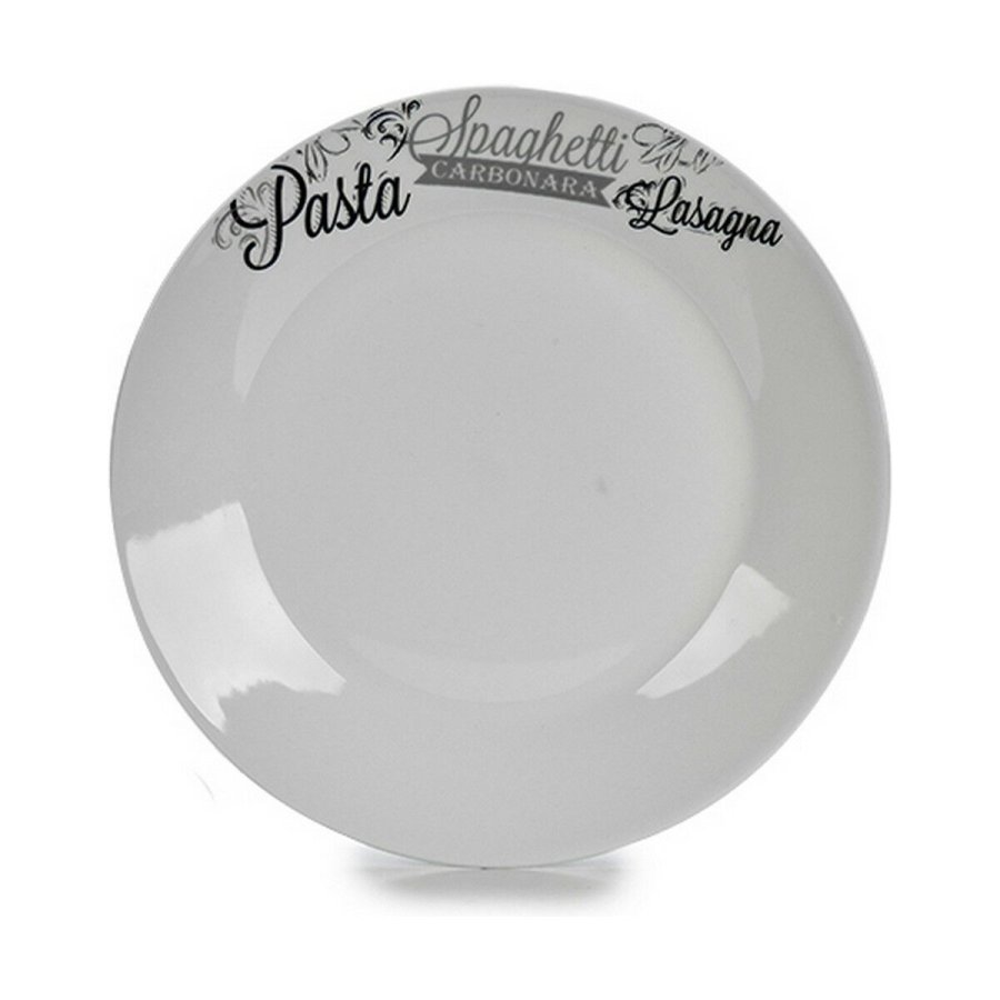 Flad Plade  24,4 cm Hvid Sort Porceln Indst (10 enheder) #4