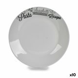 Flad Plade  24,4 cm Hvid Sort Porceln Indst (10 enheder) #1