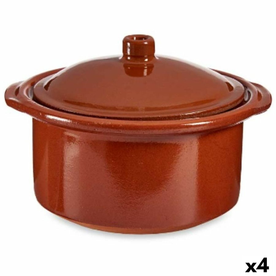 Gryde med lg Bagt ler 1,5 L 22 x 14,5 x 20 cm (4 enheder) #1
