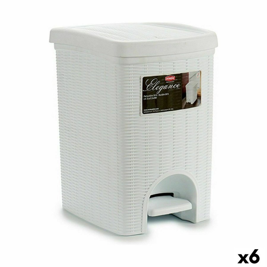 Papirkurv med pedal Stefanplast Elegance Hvid Plastik 20 L (6 enheder) #1