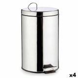 Papirkurv med pedal Slvfarvet Rustfrit stl Plastik 12 L (4 enheder) #1