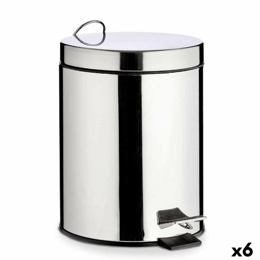 Papirkurv med pedal Slvfarvet Rustfrit stl Plastik 3 L (6 enheder) #1