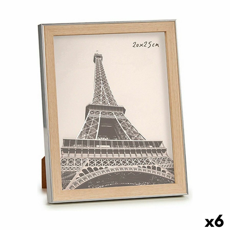 Fotoramme 23 x 27 x 2 cm Slvfarvet Brun Plastik Glas (6 enheder) #1